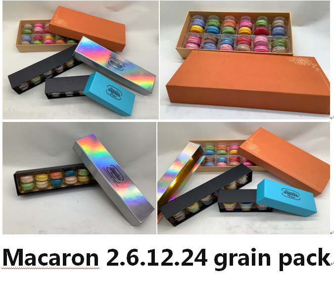24pcs alaranjado elegante Macaron que empacota a caixa do papel de embalagem de Macaron reciclável com os 5 internos plásticos