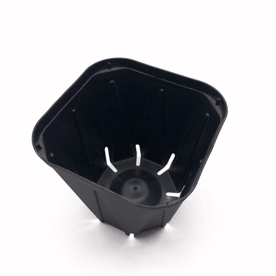 Pote de mudas de plástico preto de vendas inteiras durável pequeno pote de berçário de forma quadrada