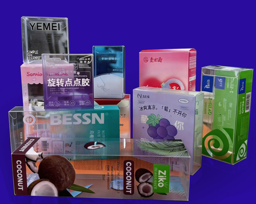 Caixa de embalagem de PVC, caixa de embalagem personalizada, caixa quadrada de lenços higiênicos PET, cosméticos com textura mate de PP, caixa de presente de chá