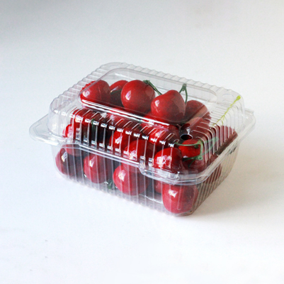 Caixa de embalagem de frutas para uso único, caixa de plástico retangular para vegetais frescos, caixa transparente para cortar frutas de PET de qualidade alimentar