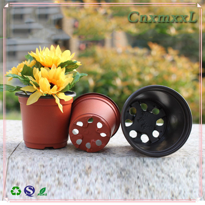 Potes de flores de plástico de cores duplas, claros e macios, pretos e pretos