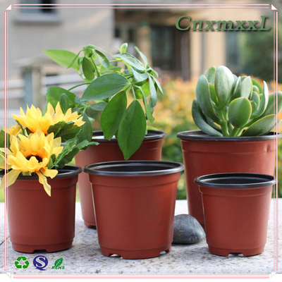 Potes de flores de plástico de cores duplas, claros e macios, pretos e pretos