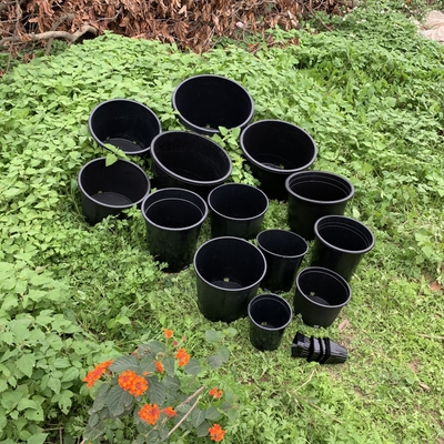 Potes de plantas de flores negras de plástico duro e durável de 3 litros Potes de plantas de flores negras grandes de PP / HDPE