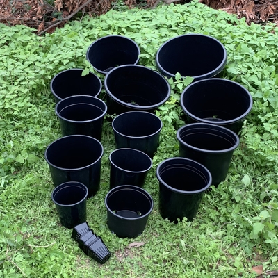Potes de plantas de flores negras de plástico duro e durável de 3 litros Potes de plantas de flores negras grandes de PP / HDPE