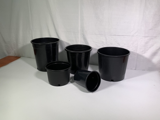 Potes de plantas de flores negras de plástico duro e durável de 3 litros Potes de plantas de flores negras grandes de PP / HDPE