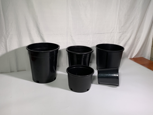 Potes de plantas de flores negras de plástico duro e durável de 3 litros Potes de plantas de flores negras grandes de PP / HDPE