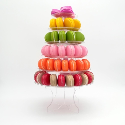 6 camadas de camada Macaron Tower 10 camadas Macaron Tower Stand com fundo acrílico