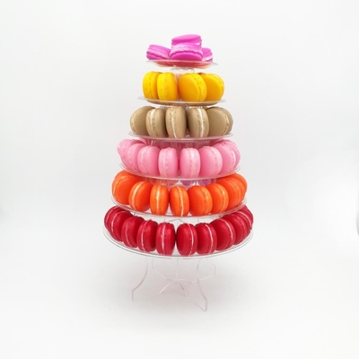6 camadas de camada Macaron Tower 10 camadas Macaron Tower Stand com fundo acrílico