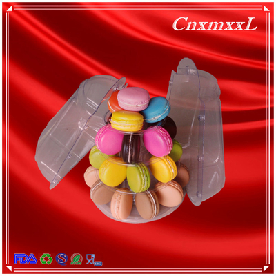 4-camada transparente de plástico mais pequeno Macaron Tower Caixas favoritas de festa