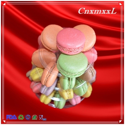 4-camada transparente de plástico mais pequeno Macaron Tower Caixas favoritas de festa