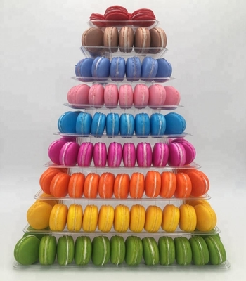 9 Nível de plástico quadrado Macaron Tower Stand Display para embalagens de comida para levar francesa