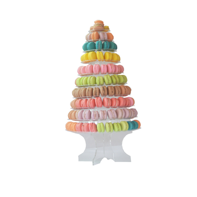 Embalagem clara preto de 10 camadas Macarrão Blister Tower Stand Com Decoração de bolo acrílico