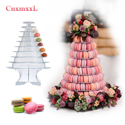 Embalagem clara preto de 10 camadas Macarrão Blister Tower Stand Com Decoração de bolo acrílico