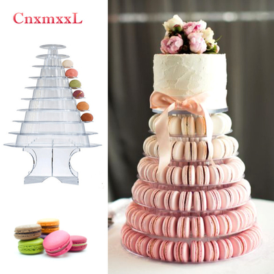 Embalagem clara preto de 10 camadas Macarrão Blister Tower Stand Com Decoração de bolo acrílico