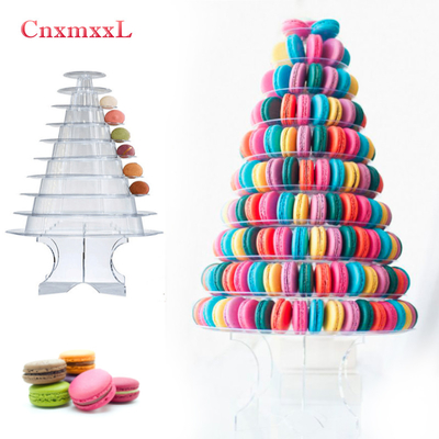 Embalagem clara preto de 10 camadas Macarrão Blister Tower Stand Com Decoração de bolo acrílico
