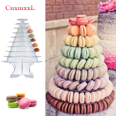Embalagem clara preto de 10 camadas Macarrão Blister Tower Stand Com Decoração de bolo acrílico