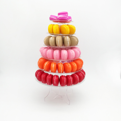 Round Recycled 6 Tier Macaron Tower Stand com fundo