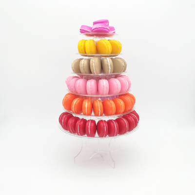 Round Recycled 6 Tier Macaron Tower Stand com fundo