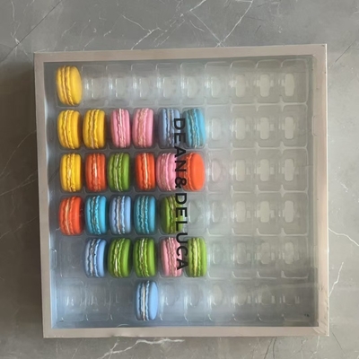12 Pcs PET Plastic Macaron Containers Rebocagem Impressão Manipulação