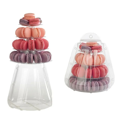 Bolha preta Macaron plástico de 9 séries que empacota o suporte conveniente da torre de Macarons