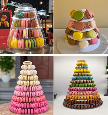 Bolha preta Macaron plástico de 9 séries que empacota o suporte conveniente da torre de Macarons