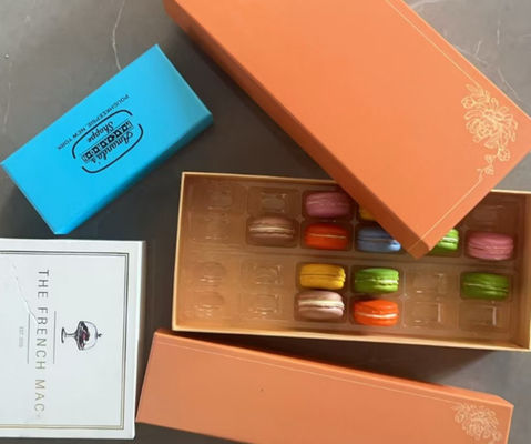 Embalagem de caixa de papel para macarons, embalagem de plástico para macarons