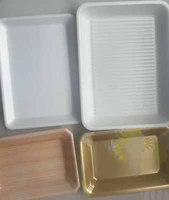 Paletes de plástico preto descartáveis para produtos frescos em supermercados Pratos retangulares descartáveis de qualidade alimentar para vegetais e frutas