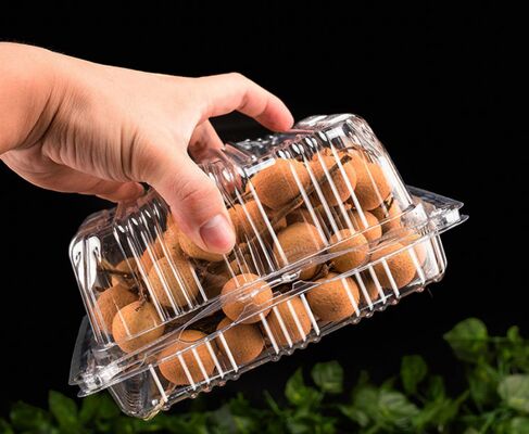 Caixa Personalizável de Embalagem de Frutas Transparente PET Reciclável com Selagem a Quente para Uvas e Tomates