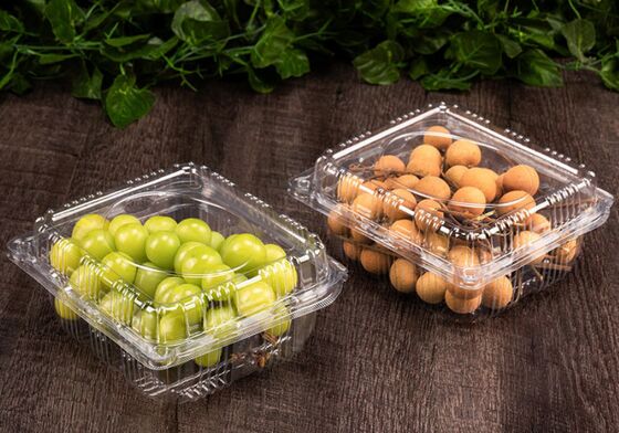 Caixa Personalizável de Embalagem de Frutas Transparente PET Reciclável com Selagem a Quente para Uvas e Tomates