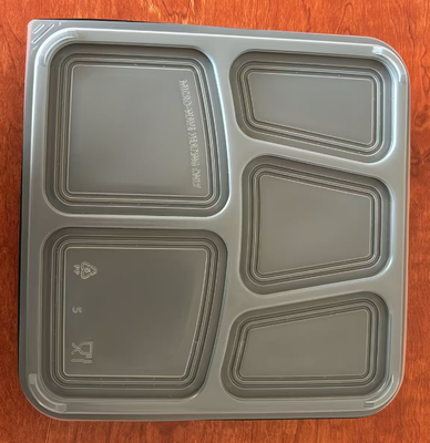 Fast food boxes, 5-grid disposable fast food boxes, 5-grid PP fast food boxes, 5-grid fast food packaging boxes