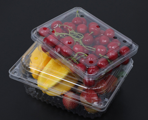 Caixa de embalagem de frutas personalizável com PET reciclável e vedação térmica para proteção perfeita