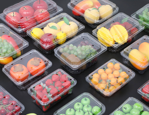Caixa de frutas de utilização única - Caixa de plástico de qualidade alimentar para melancia e morango - Caixa de corte de frutas para almoço - Caixa de embalagem transparente de utilização única