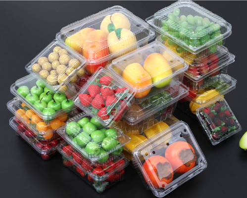 Caixa de frutas de uso único, caixa de corte de frutas e vegetais PET de qualidade alimentar, tampa transparente com tampa, caixa de embalagem à prova de vazamentos, caixa de embalagem de supermercado