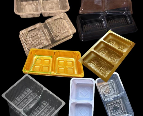 Caixa de embalagem PET reciclável personalizável com vedação térmica para macarrão e bolo