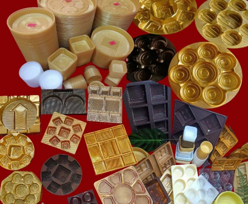 Caixa de embalagem PET reciclável personalizável com selagem térmica para macarons e bolos
