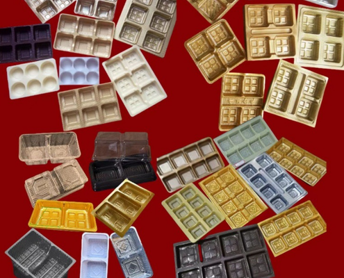 Bandeja plástica descartável de design personalizável e caixa de embalagem Macaron com PET reciclável e selagem térmica