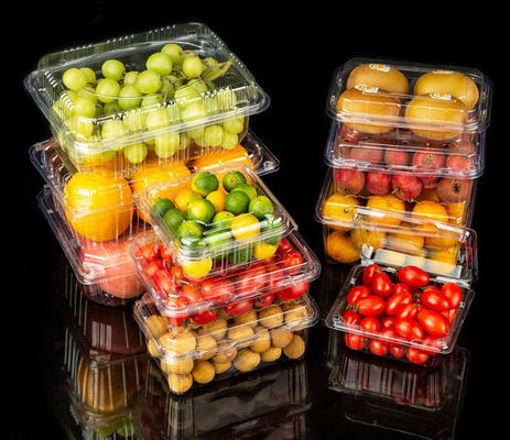 Caixa de frutas de utilização única - Caixa de plástico de qualidade alimentar para melancia e morango - Caixa de corte de frutas para almoço - Caixa de embalagem transparente de utilização única