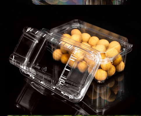 Caixa de frutas de uso único, caixa de corte de frutas e vegetais PET de qualidade alimentar, tampa transparente com tampa, caixa de embalagem à prova de vazamentos, caixa de embalagem de supermercado