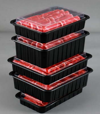 Caixas para frutas, caixas para embalagens de carne, caixas para embalagens de vegetais, caixas para plantas, vasos de plástico para flores, caixas de fast food, bem como caixas transparentes de PVC, PP e PET e caixas impressas.